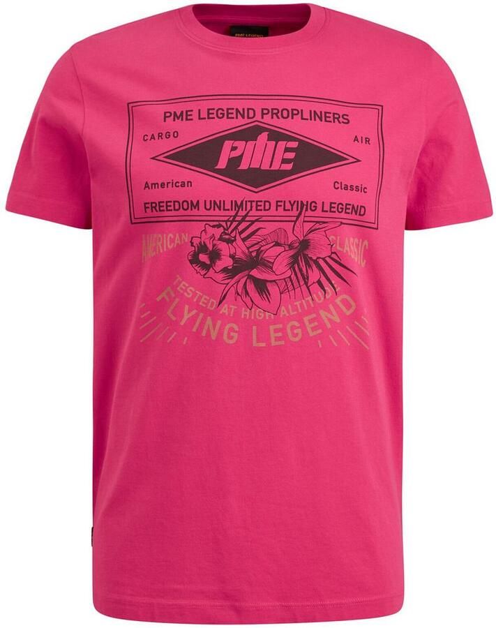 PME Legend regular fit T-shirt met printopdruk roze - Foto 2