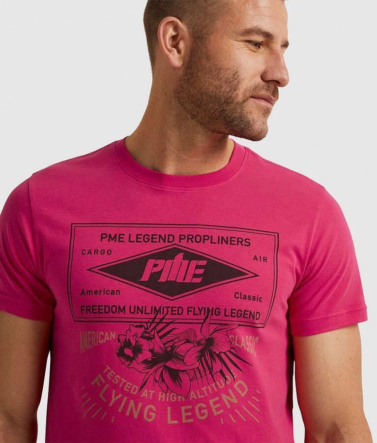 PME Legend regular fit T-shirt met printopdruk roze - Foto 4