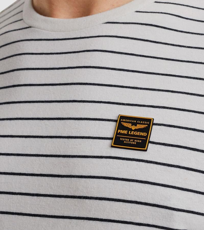 PME LEGEND Heren Polo's & T-shirts Short Sleeve R-neck Yd Melange Striped Jersey Beige - Foto 9