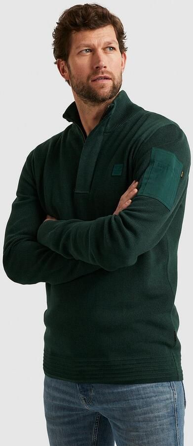 PME LEGEND Heren Truien & Vesten Half Zip Collar Cotton Knit Groen - Foto 5
