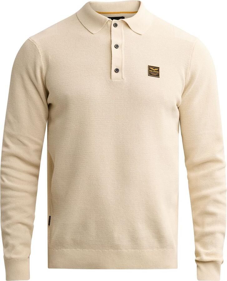 PME LEGEND Gebreide polo met lange mouwen en badge