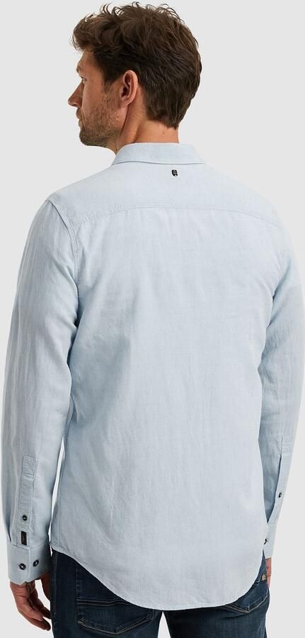 PME LEGEND Heren Overhemden Long Sleeve Shirt Cotton Linen 2 Tone Blauw - Foto 10