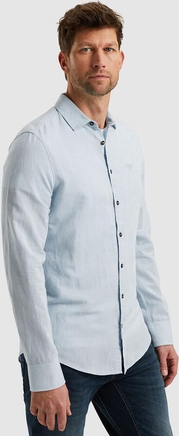 PME LEGEND Heren Overhemden Long Sleeve Shirt Cotton Linen 2 Tone Blauw - Foto 11