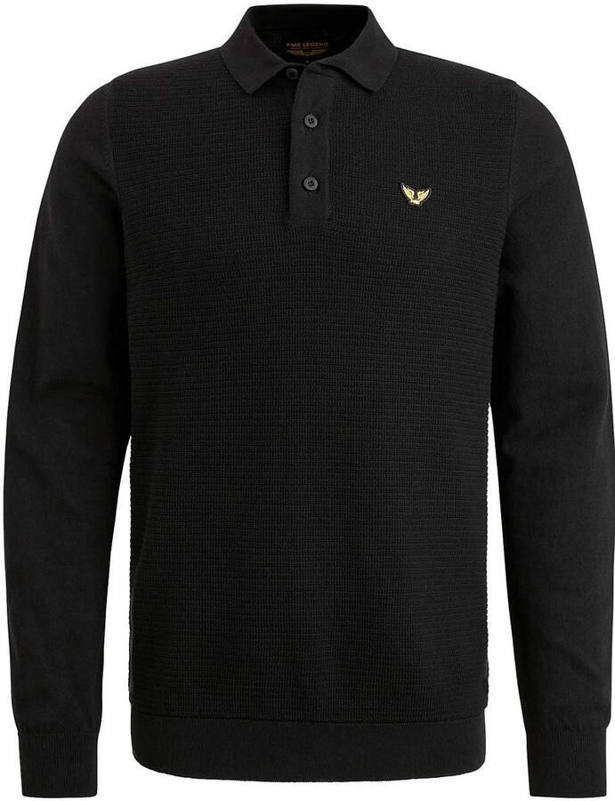 PME Legend Long Sleeve Poloshirt Zwart - Foto 4