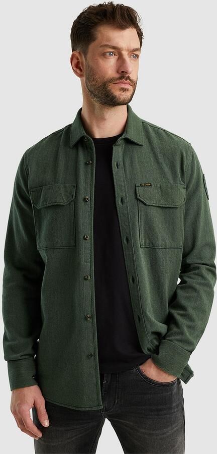 PME Legend Flanel Herringbone Overhemd Lange Mouw Green Heren - Foto 5