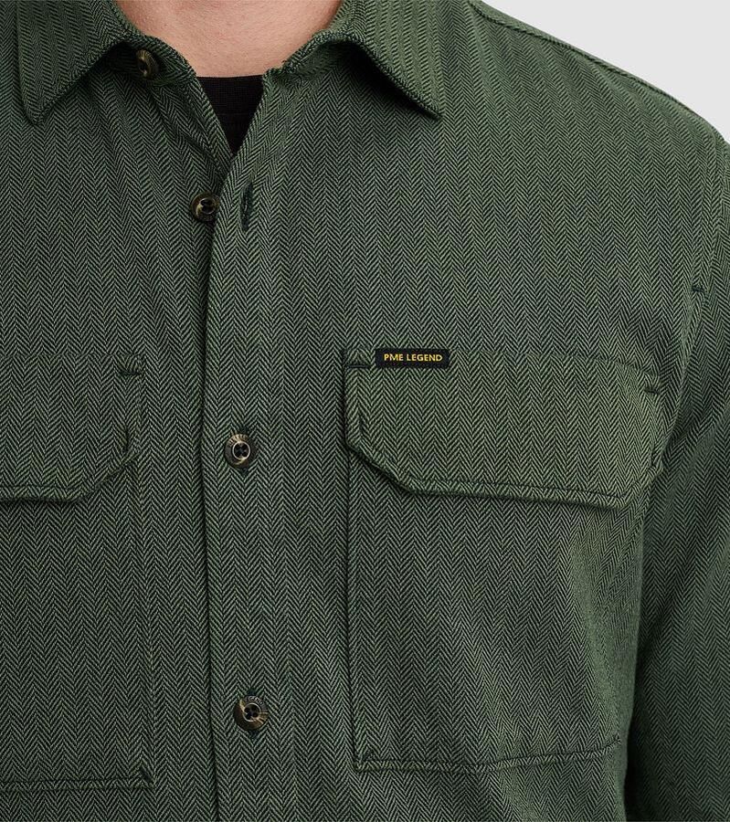 PME Legend Flanel Herringbone Overhemd Lange Mouw Green Heren - Foto 2