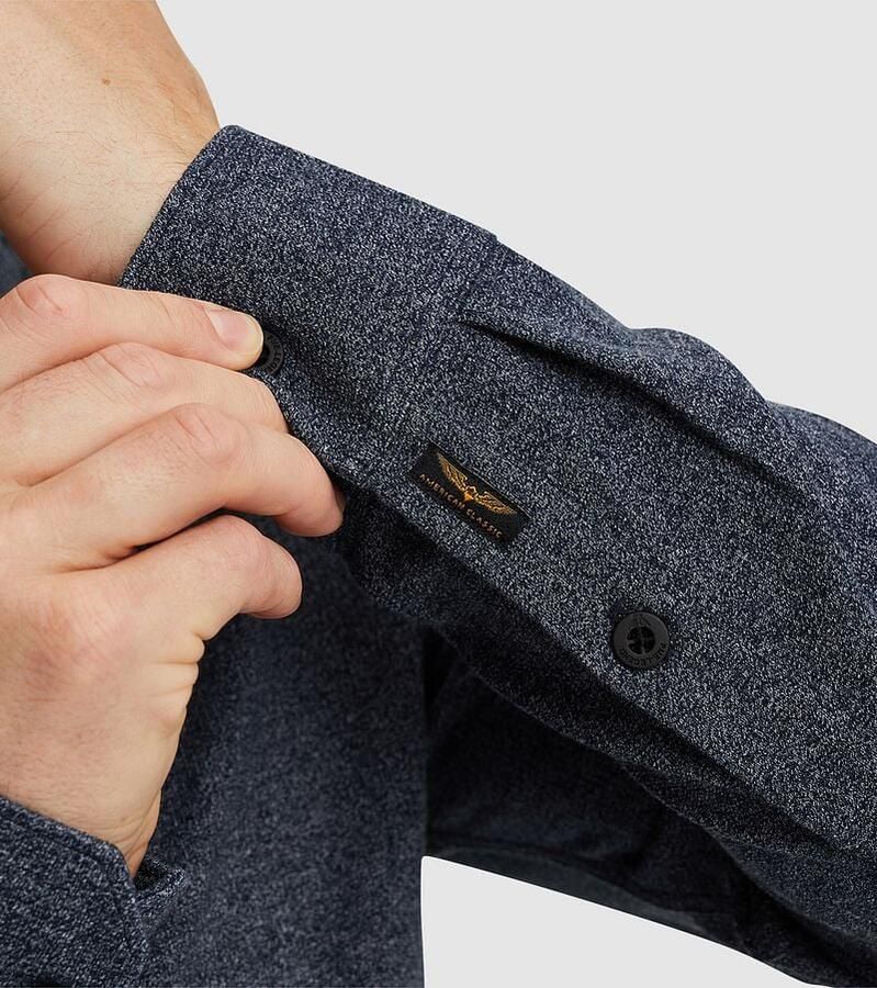 PME LEGEND Heren Overhemden Long Sleeve Shirt Poly Ctn L.w. Structure Blauw