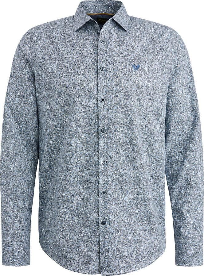PME Legend Gedrukte Poplin Overhemd Lange Mouw Blue Heren - Foto 5