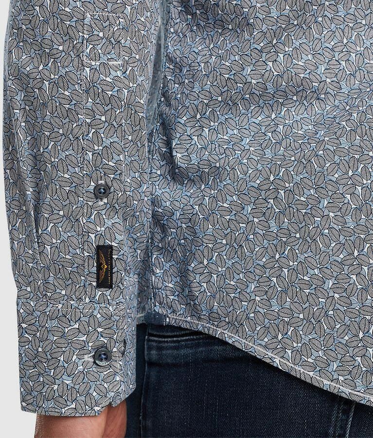 PME Legend Gedrukte Poplin Overhemd Lange Mouw Blue Heren - Foto 2