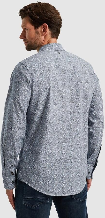 PME Legend Gedrukte Poplin Overhemd Lange Mouw Blue Heren - Foto 3