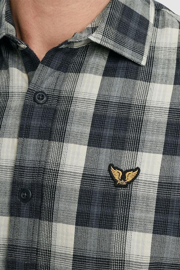 PME LEGEND Heren Overhemden Long Sleeve Shirt Twill Yarndyed Check Grijs