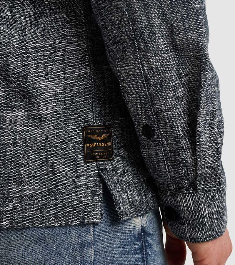 PME LEGEND Heren Overshirts Long Sleeve Shirt 2 Tone Slub Blauw - Foto 6