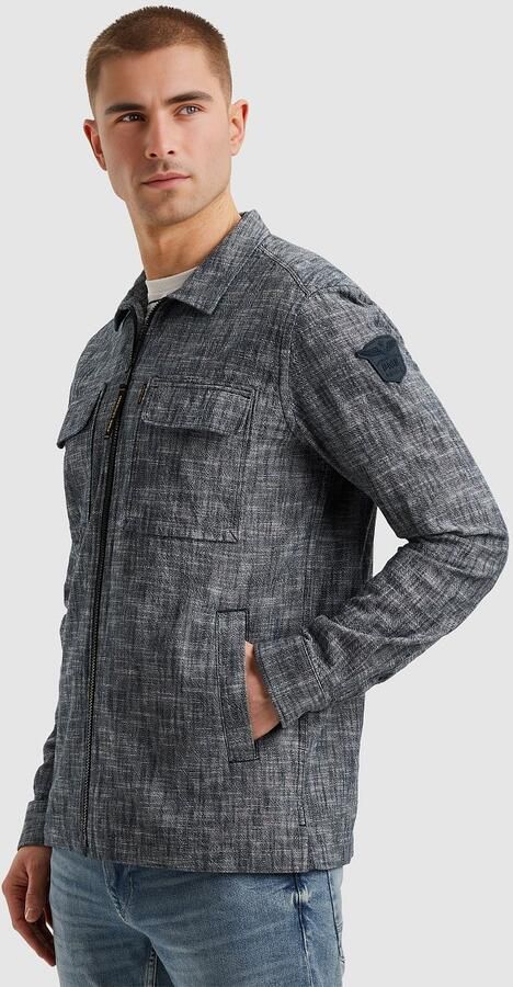 PME LEGEND Heren Overshirts Long Sleeve Shirt 2 Tone Slub Blauw - Foto 9