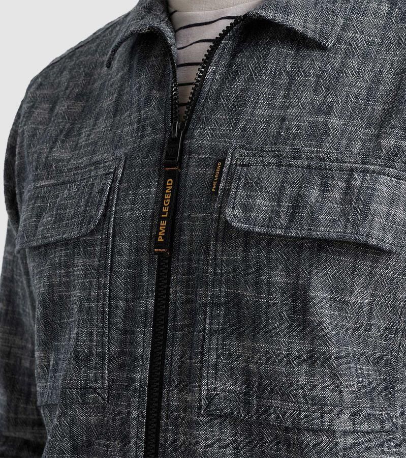 PME LEGEND Heren Overshirts Long Sleeve Shirt 2 Tone Slub Blauw - Foto 7