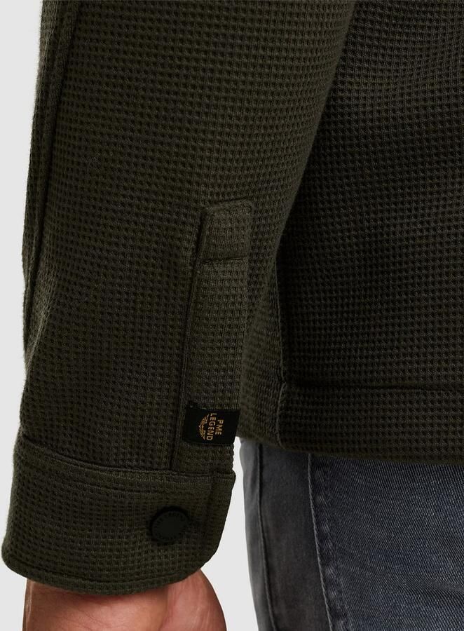 PME Legend Overshirt Jersey Waffle Beluga Groen - Foto 5