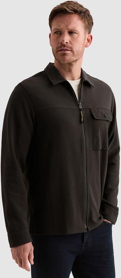 PME Legend regular fit overshirt met wafelstructuur antraciet - Foto 4
