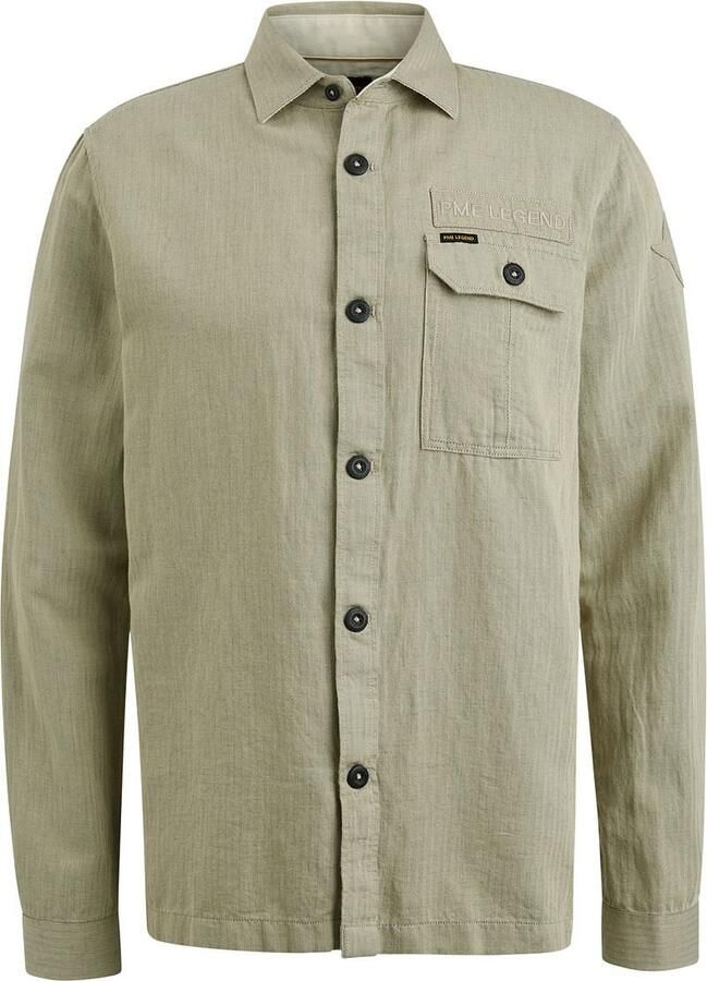 PME LEGEND Heren Overhemden Long Sleeve Shirt Ctn linen 2 Tone Herringbone Beige - Foto 5
