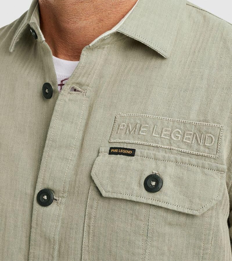 PME LEGEND Heren Overhemden Long Sleeve Shirt Ctn linen 2 Tone Herringbone Beige