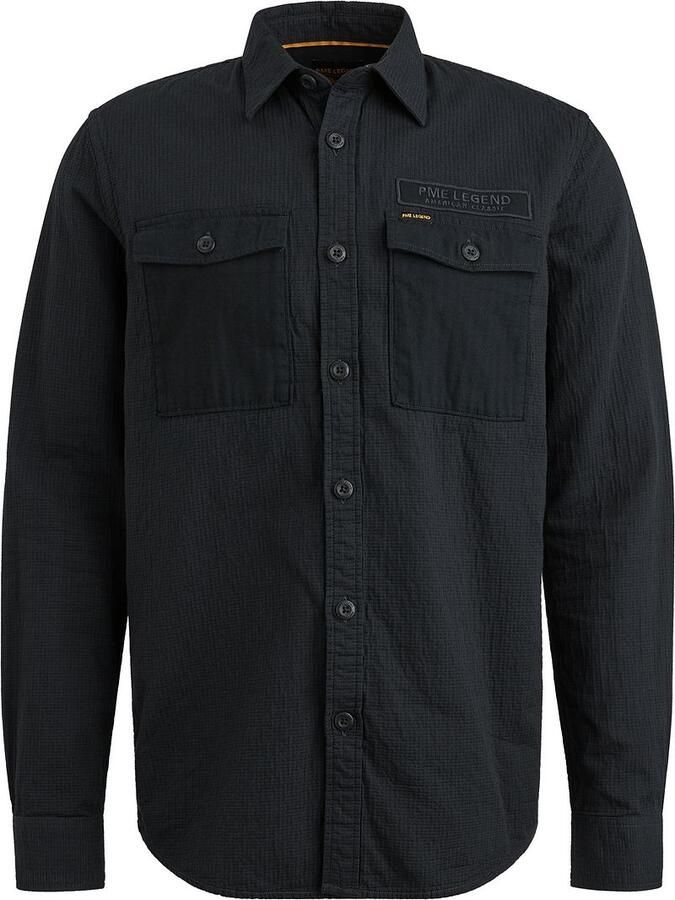 PME LEGEND Heren Overhemden Quilt Poplin Casual 2 Zwart - Foto 6
