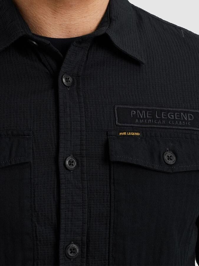PME LEGEND Heren Overhemden Quilt Poplin Casual 2 Zwart - Foto 7