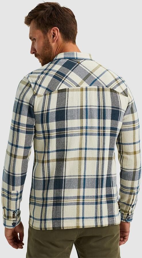 PME Legend Geruite Lange Mouw Shirt Matt Weefsel Beige Heren - Foto 3