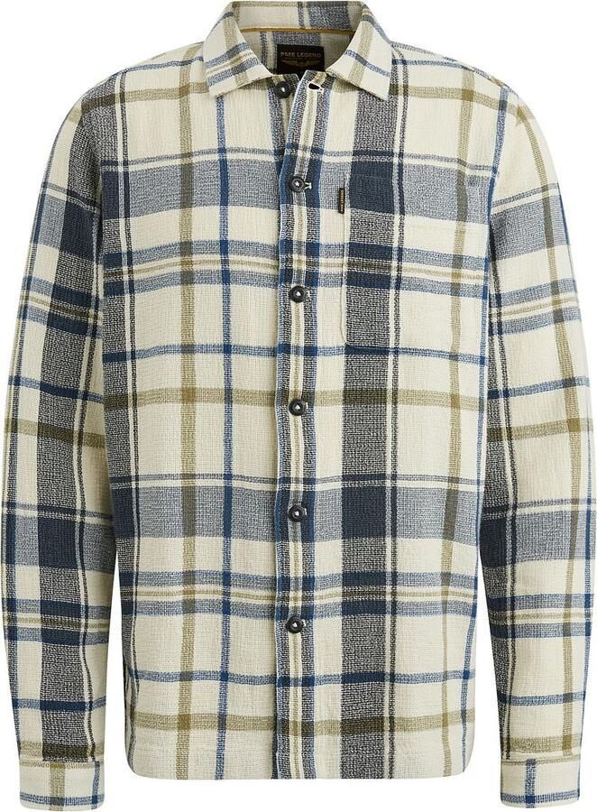 PME Legend Geruite Lange Mouw Shirt Matt Weefsel Beige Heren