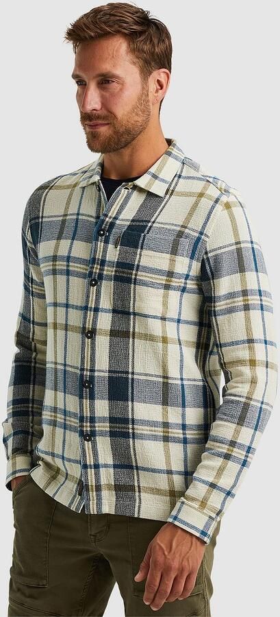 PME Legend Geruite Lange Mouw Shirt Matt Weefsel Beige Heren - Foto 5