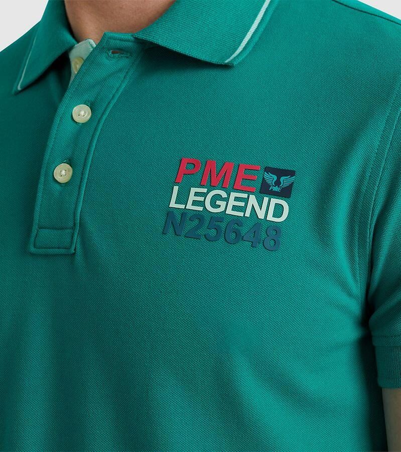 PME Legend Stretch Pique Polo Shirt Green Heren - Foto 4