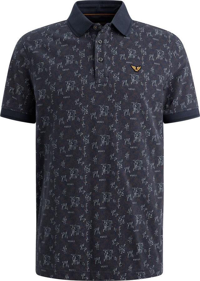 PME LEGEND Polo met allover print en ribkraag