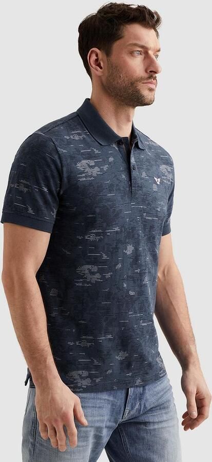 PME LEGEND Polo van slub jersey met allover print - Foto 3