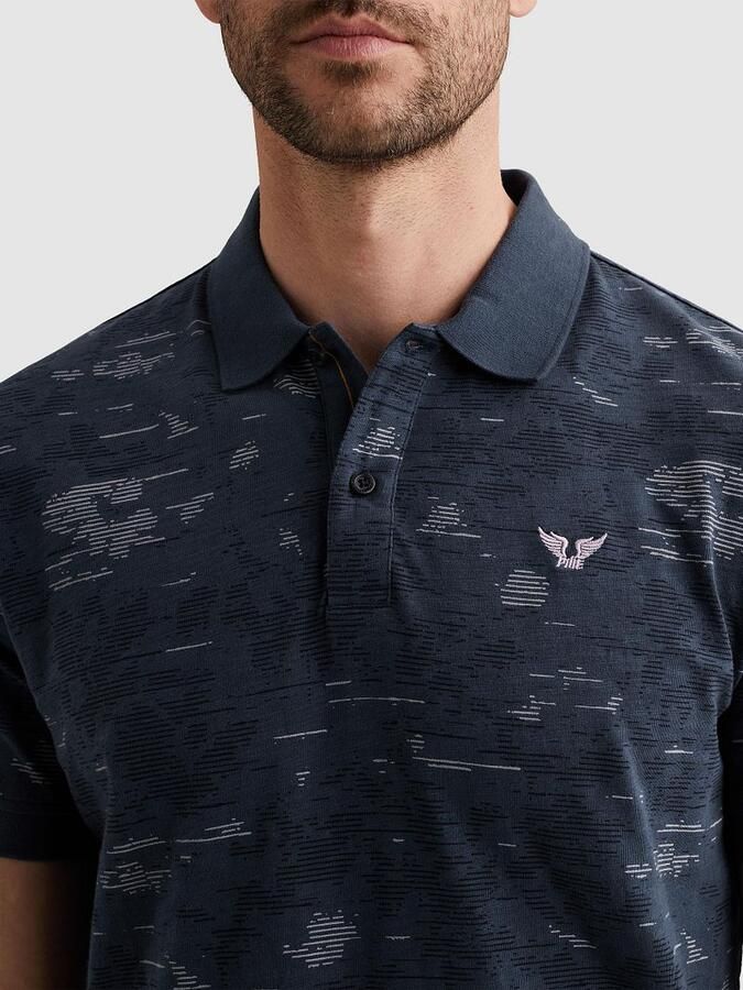 PME LEGEND Polo van slub jersey met allover print - Foto 4