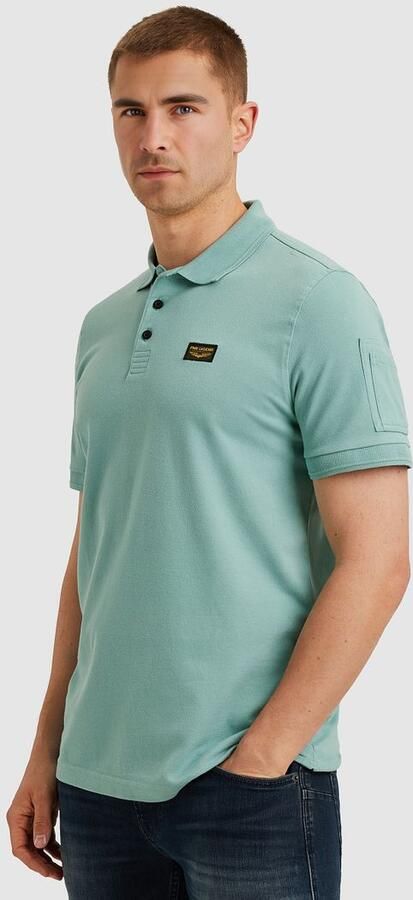 PME Legend Regular fit poloshirt met labelpatch model 'TRACKWAY' - Foto 3