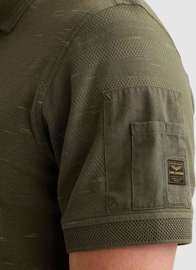 PME LEGEND Polo met streeppatroon en flight pocket - Foto 6