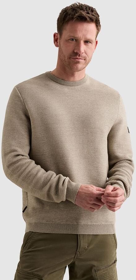 PME Legend katoenen regular fit gebreide gemêleerde trui beige - Foto 8