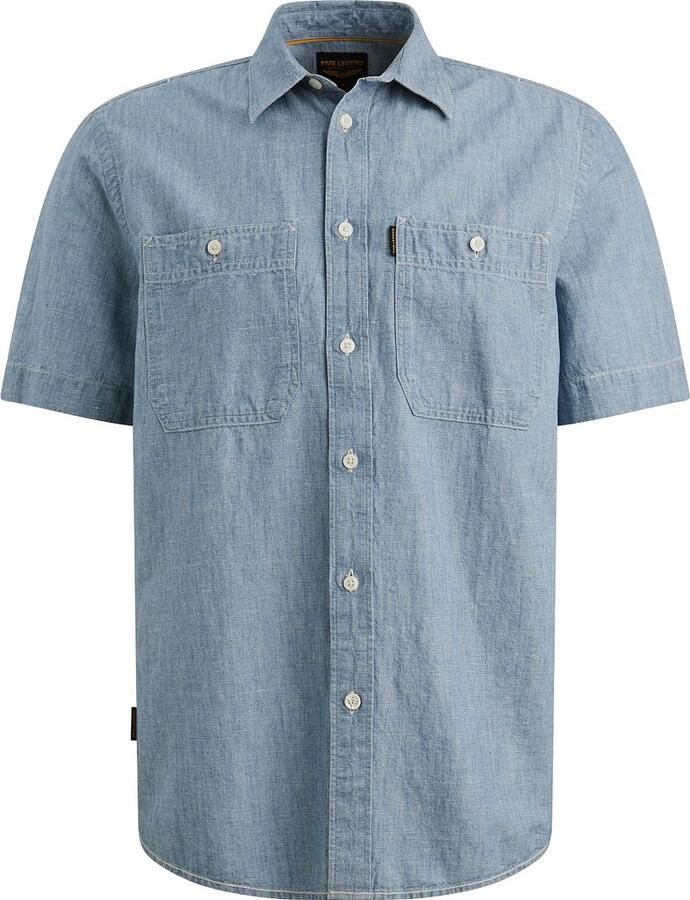 PME Legend Short Sleeve Overhemd Coton Linnen Chambray Indigo - Foto 3