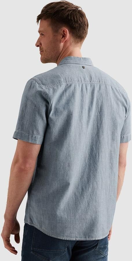 PME Legend Short Sleeve Overhemd Coton Linnen Chambray Indigo - Foto 5