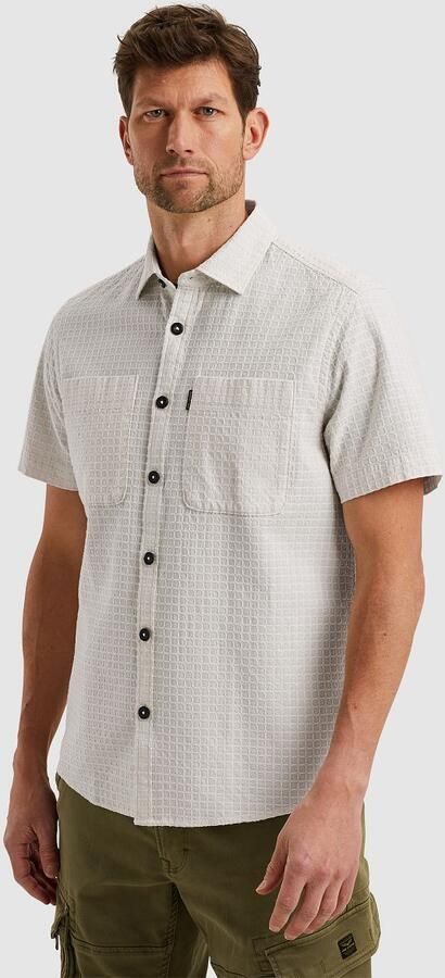 PME LEGEND Heren Overhemden Short Sleeve Shirt Structure Dobby Beige - Foto 6