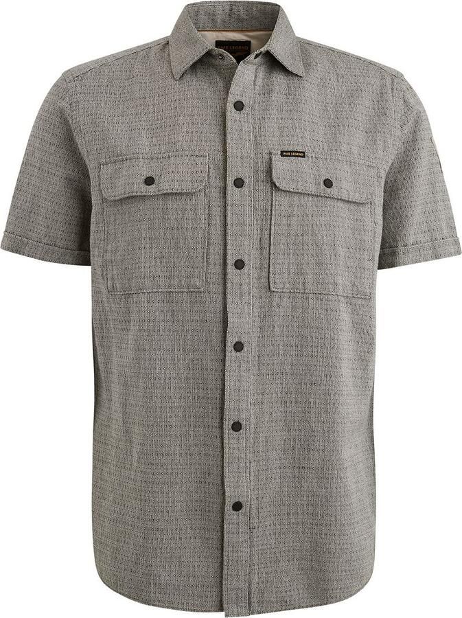 PME Legend Short Sleeve Overhemd Linnen Dobby Groen