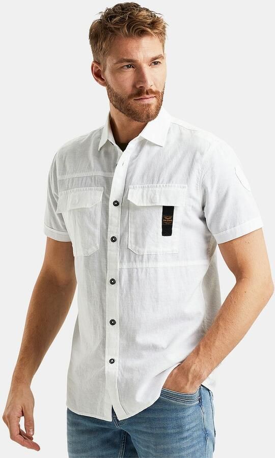 PME LEGEND Heren Overhemden Short Sleeve Shirt Ctn linen Ecru - Foto 3