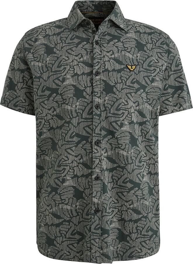 PME Legend Short Sleeve Overhemd Print Donkergroen - Foto 5