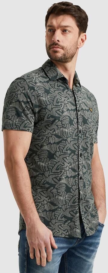 PME Legend Short Sleeve Overhemd Print Donkergroen - Foto 4