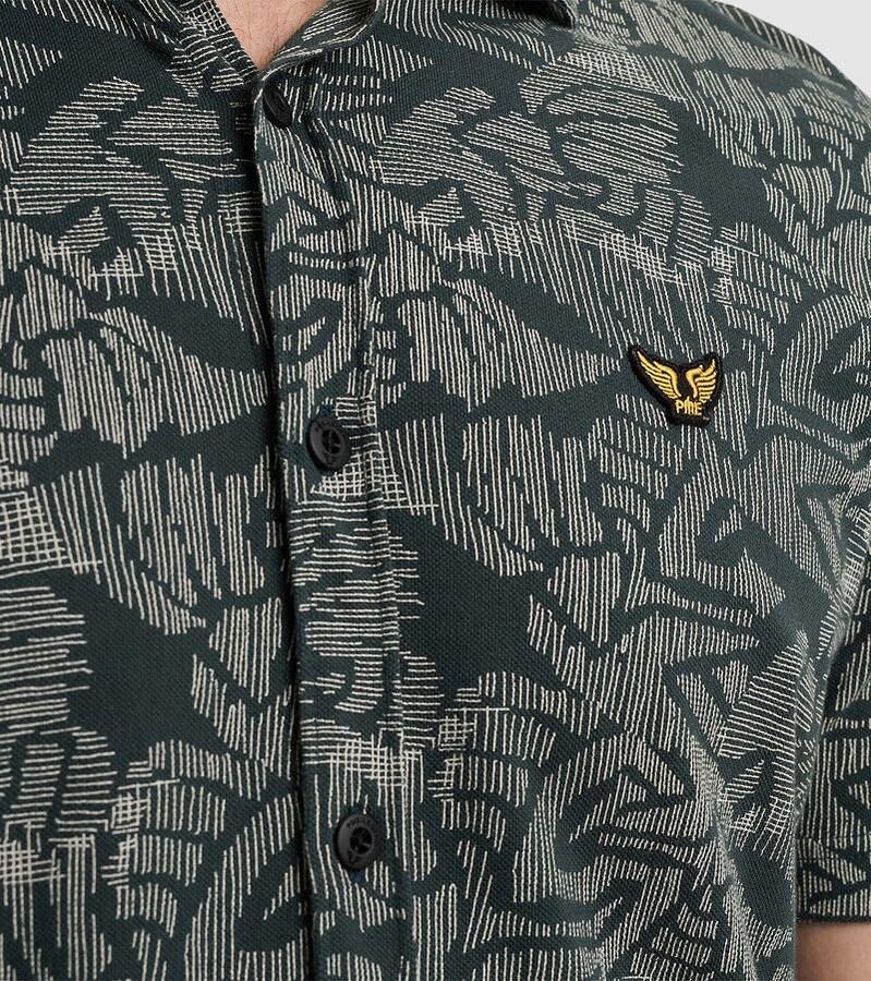 PME Legend Short Sleeve Overhemd Print Donkergroen - Foto 2