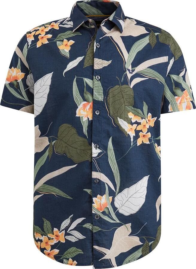 PME Legend regular fit overhemd met all over print donkerblauw