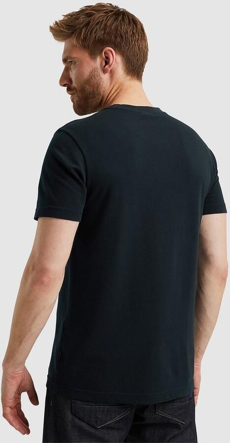 PME Legend fijngebreid T-shirt met ingebreid patroon donkerblauw - Foto 2