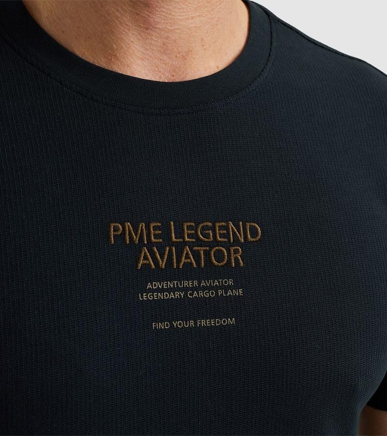 PME Legend fijngebreid T-shirt met ingebreid patroon donkerblauw