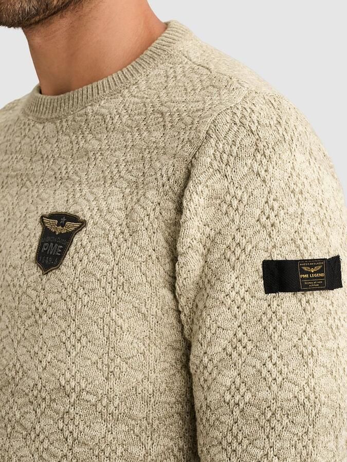 PME Legend Regular fit gebreide pullover van zuivere katoen met labeldetail - Foto 4