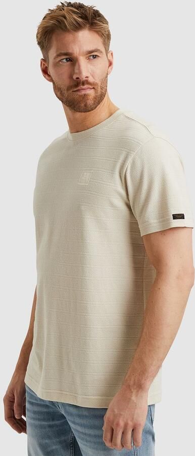 PME LEGEND Heren Polo's & T-shirts Short Sleeve R-neck Jacquard Stripes Beige - Foto 9