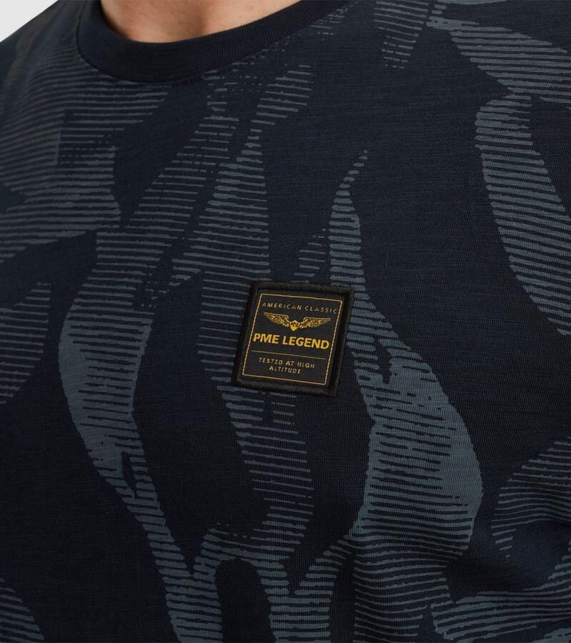PME LEGEND Heren Polo's & T-shirts Slub Jersey Aop Donkerblauw