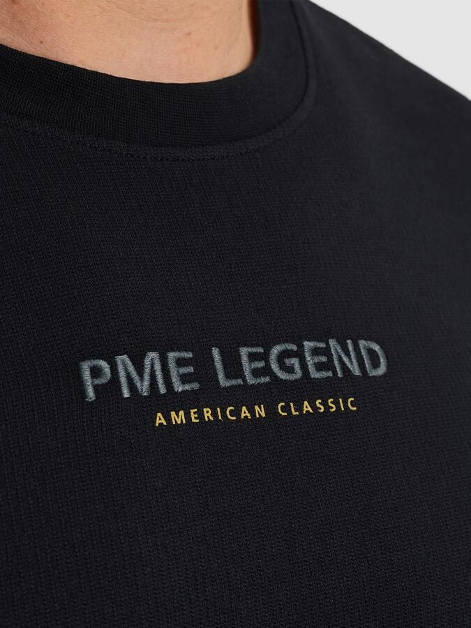 PME Legend regular T-shirt met textuur donkerblauw - Foto 4