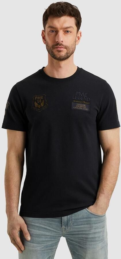 PME LEGEND Heren Polo's & T-shirts Flat Waffel Jersey Donkerblauw - Foto 9